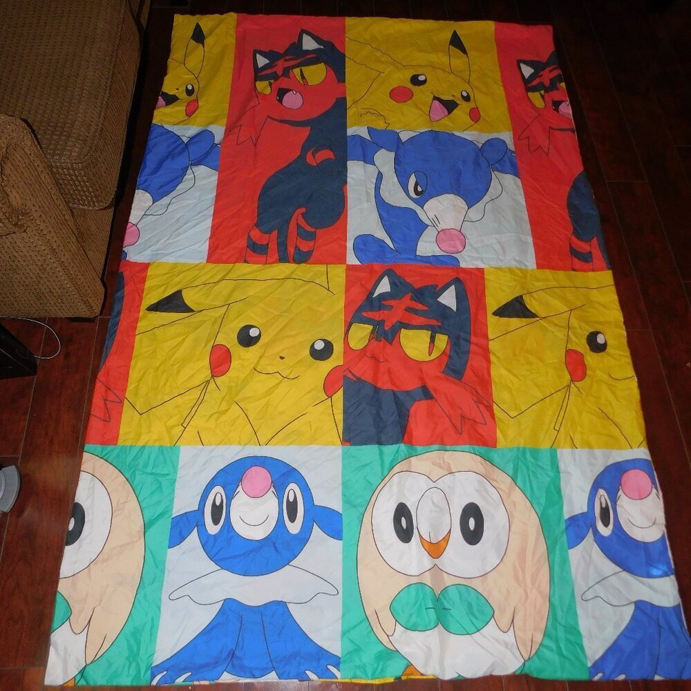 Pokemon Reversible Twin Duvet Cover & Pillowcase Rowlet Litten Poppilo Pikachu